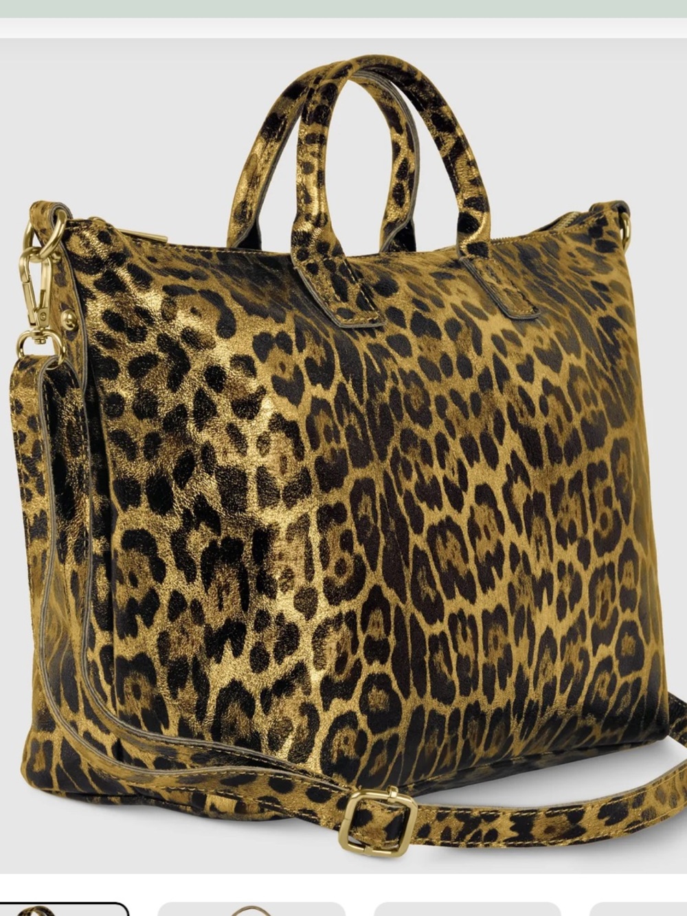 Leather Leopard-Print  metallic  Gold and Black